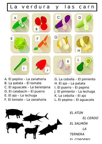 FOOD and DRINK match up revision WORKSHEET