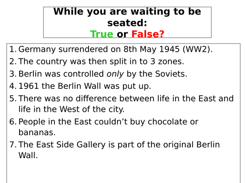 Edexcel GCSE History Cold War Crisis: Berlin | Teaching Resources
