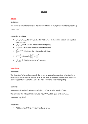 Algebra Quadratics And Coordinate Geometry Revision Notes Teaching Resources