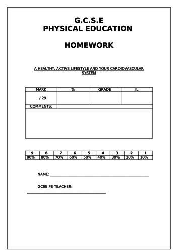 Cardiovascular System Homework Booklet