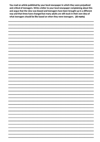 Formal Letter writing to argue task