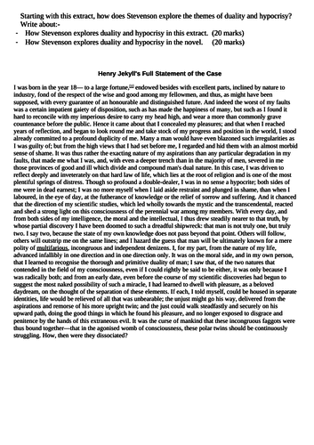 Theme of duality and hypocrisy Edexcel exam style question on Dr Jekyll and Mr Hyde