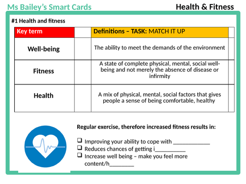 EXAM TECHNIQUE - AQA GCSE PE - Health & Fitness 3.2.3 smart cards -1st time teach OR REVISION!!