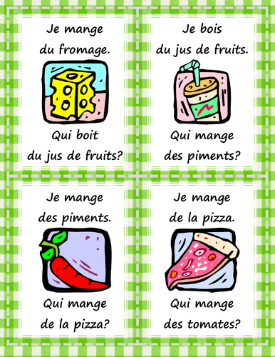 La nourriture - Qui mange/bois? - Card Game