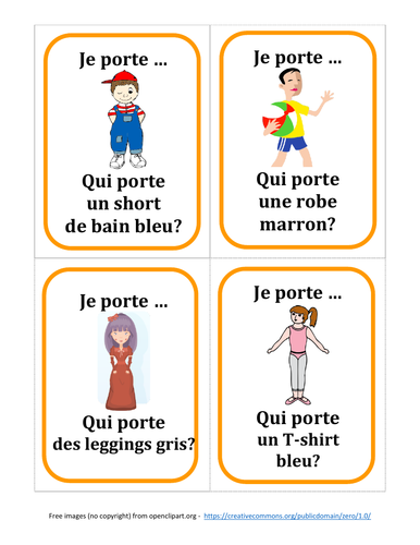 Le vêtements - Qui porte?- Card Game