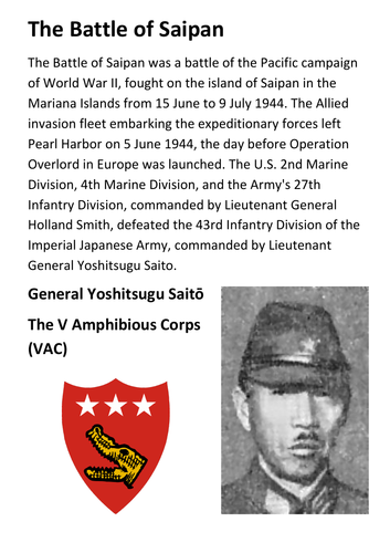 The Battle of Saipan Handout