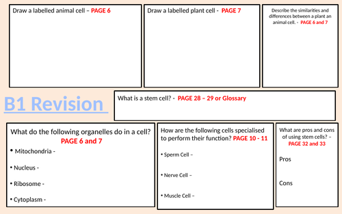 Paper 1 Biology Revision Sheets