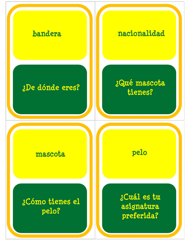 Mi personalidad - Intermediate Version - Card Game