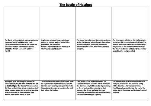 The Battle of Hastings Comic Strip and Storyboard