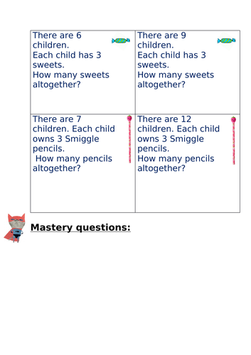 3 times tables - multiplication - bar modelling