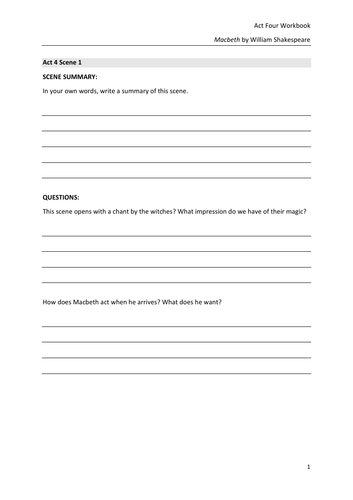 Macbeth Act Four Workbook (GCSE)