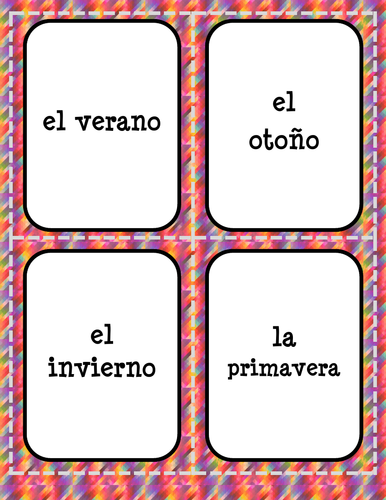 Repaso de vocabulario 2 -  Paquete de juegos de cartas (Spoons)