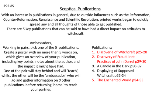 Edexcel: Witches: Breadth 2: Science
