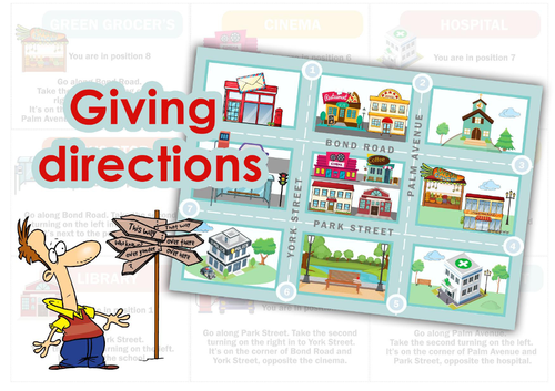 Giving Directions | ESL Speaking & Vocabulary Worksheet | Map Activities | Printable PDF