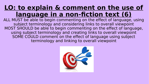 AQA Language Paper 2, Question 3 Lessons x 2. Language Analysis.