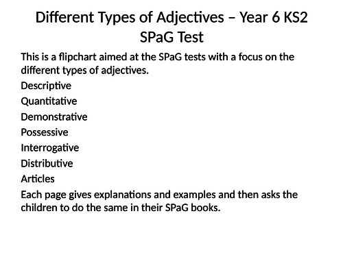 Different Types of Adjectives – Year 6 KS2 SPaG Test