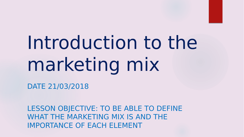 Introduction to the marketing mix