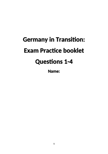 Eduqas History GCSE: Germany in Transition, Revision Pack