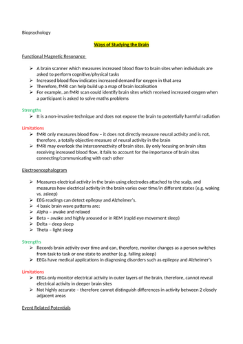 aqa a level psychology biopsychology essays