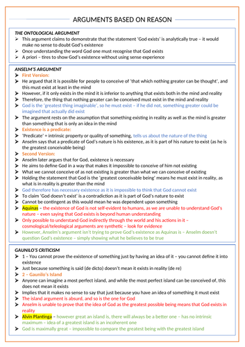 Arguments Based on Reason - OCR Religious Studies A Level | Teaching ...