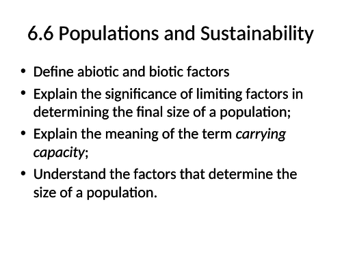 OCR A-level biology A  Populations and sustainability and ecosystems resources ( 6.5/6.6)