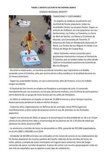 Spanish A Level: Spanish regional identity. Fact File (Paper 3 - Speaking)