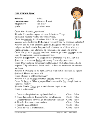 Spanish  Irregular Yo form Verbs Reading: Voy, tengo, pongo, vengo etc.