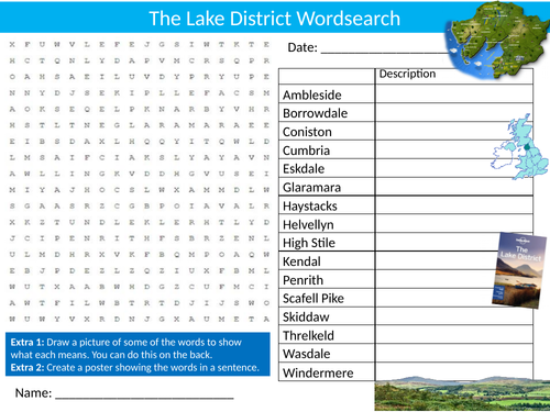2 x National Parks Wordsearch Sheet Starter Activity Keywords Cover Geography