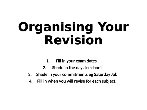 Organising and Planning Your Revision