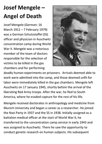 Josef Mengele Handout