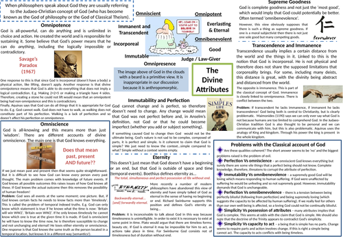 AQA Philosophy A Level - Philosophy of Religion Revision Overview Sheets