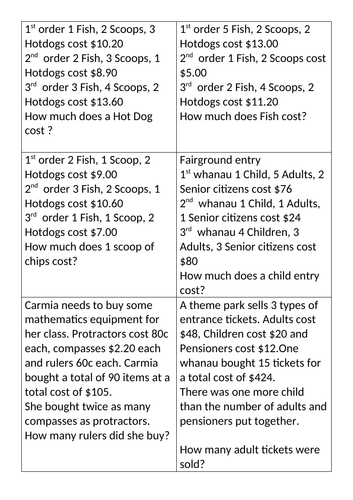 Simultaneous Equations Stack Revision