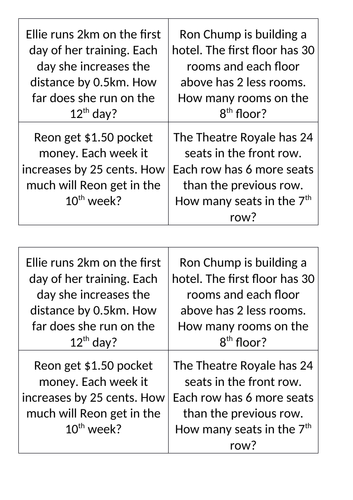 Terms of an Arithmetic Sequences Adds Up Activity