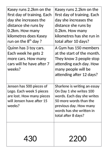 Arithmetic Sequences Revision Stack