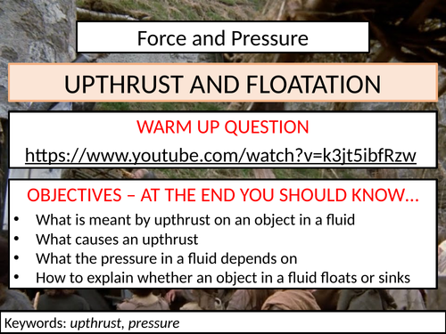 Upthrust and Floatation Whole Lesson and Worksheet (with answers)