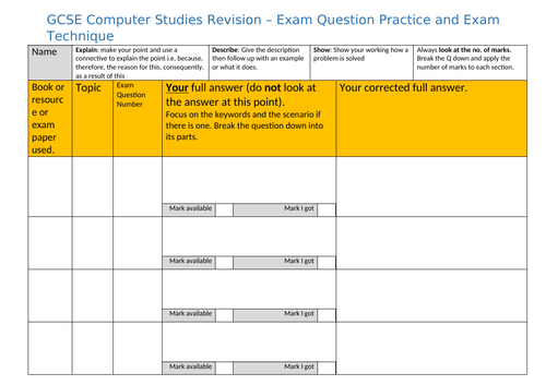 GCSE Computer Studies Revision 鈥� Exam Question Practice and Exam Technique