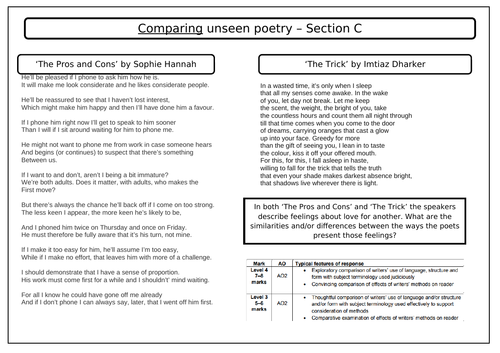Five Practice Questions for GCSE AQA 9-1 English Literature Unseen Poetry