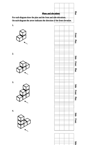Plans and elevations worksheet maths Teaching Resources
