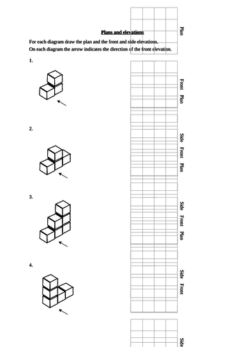 Plans and elevations worksheet (maths)