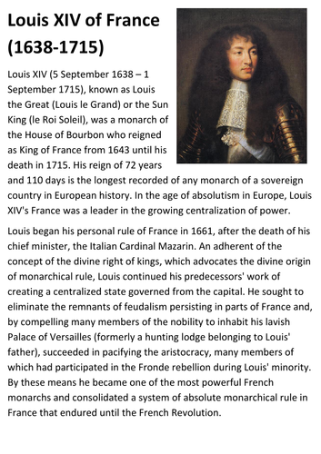 Louis XIV of France Handout