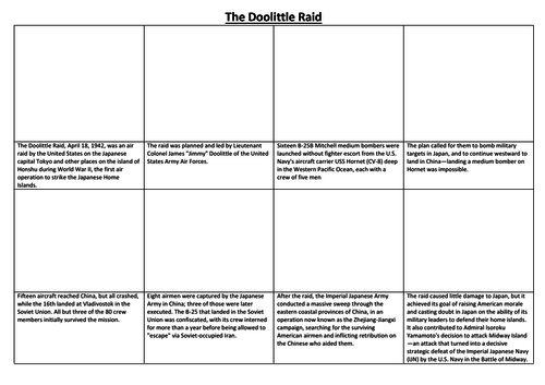 The Doolittle Raid Comic Strip and Storyboard