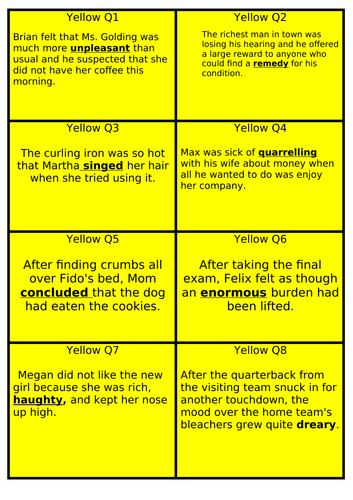 Reading activity Words in context/vocabulary treasure hunt Year 6
