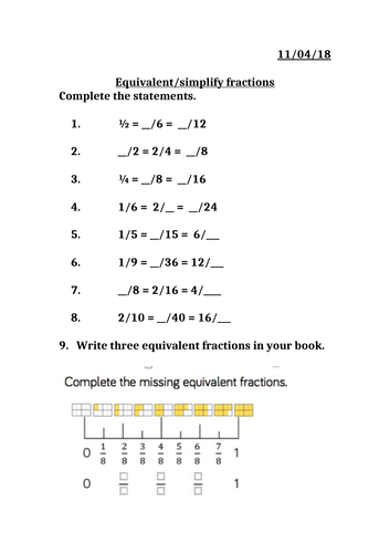 Simplifying fractions MASTERY