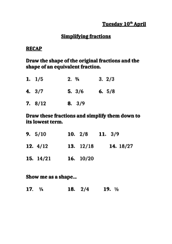 Simplifying fractions