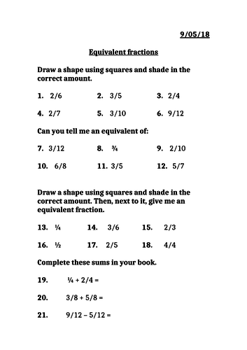 Equivalent fractions