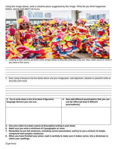 Summer Carnival creative writing with prompt