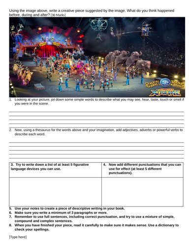 circus creative writing with prompt
