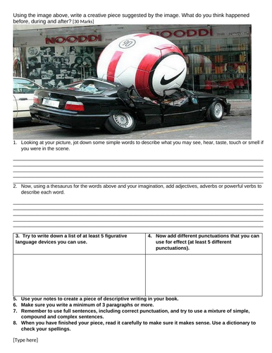 giant football creative writing with prompt | Teaching Resources