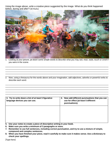 paint festival creative writing with prompt