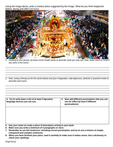 Winter festival descriptive writing picture